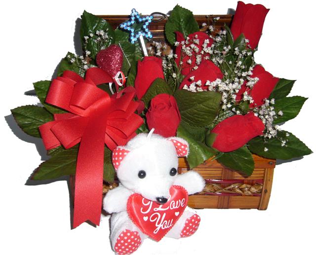 sandik i�inde 7 adet kirmizi g�l tanzimi oyuncak