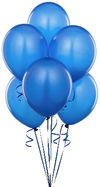 9 adet masmavi u�an balon buketi