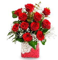 11 adet k�rm�z� g�l vazosu Ankara Podium AVM  cicek , cicekci 