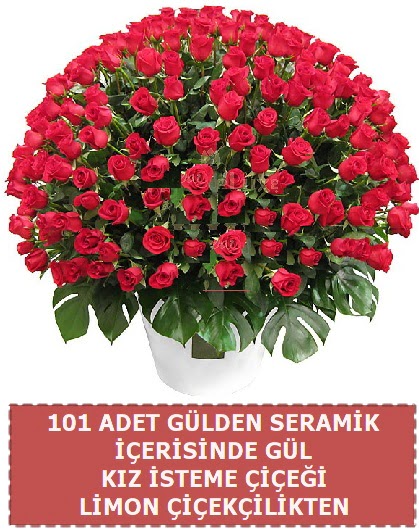 Seramik vazoda 101 g�l k�z isteme �i�e�i Panora AVM Ankara �i�ek g�nderme