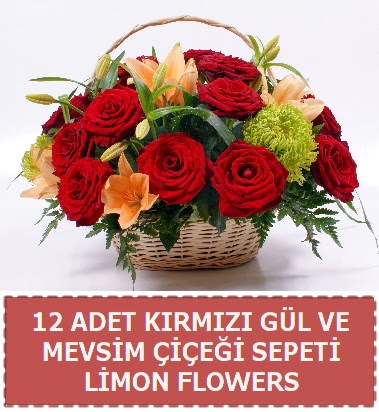 12 g�l ve mevsim �i�ekleri sepeti Ankara Forum Outlet AVM �i�ek�i �i�ek sipari�i