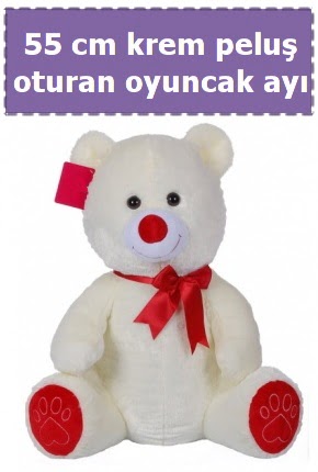 55 cm krem orta boy oturan pelu� ay� Ankara Karum i� ve al��veri� merkezi AVM ucuz �i�ek g�nder
