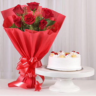 6 K�rm�z� g�l ve 4 ki�ilik ya� pasta Ankara K�z�lay Al��veri� Merkezi AVM �i�ek �i�ek�i , �i�ek�ilik 