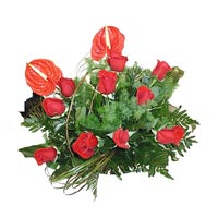 9 adet kirmizi g�l ve antorium  Ankara Acity Premium Outlet AVM cicekciler , cicek siparisi