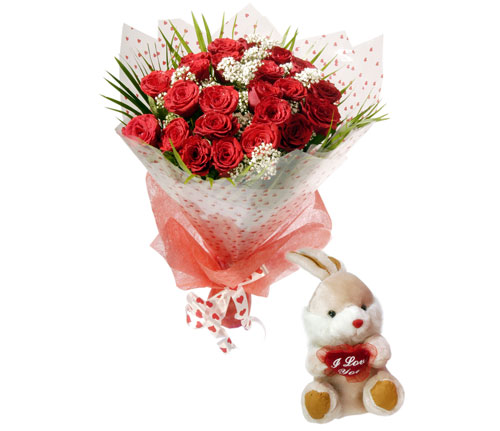 10 adet kirmizi g�l ve hediye pelus oyuncak Ankara Optimum AVM �i�ek�i adresleri telefonlar�