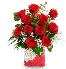 11 adet k�rm�z� g�l vazosu Ankara Podium AVM  cicek , cicekci 