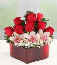 3 kandil orkide 5 k�rm�z� g�l kalp mika Ankara ATG Ankara Tren Gar� AVM �i�ek sat���